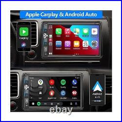 Double Din Car Stereo with Dash Cam & Backup Camera Voice Control CarPlay a