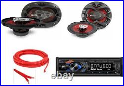 Dual XRM59BT Single DIN Car Stereo Receiver with Boss Speakers & Wire Package